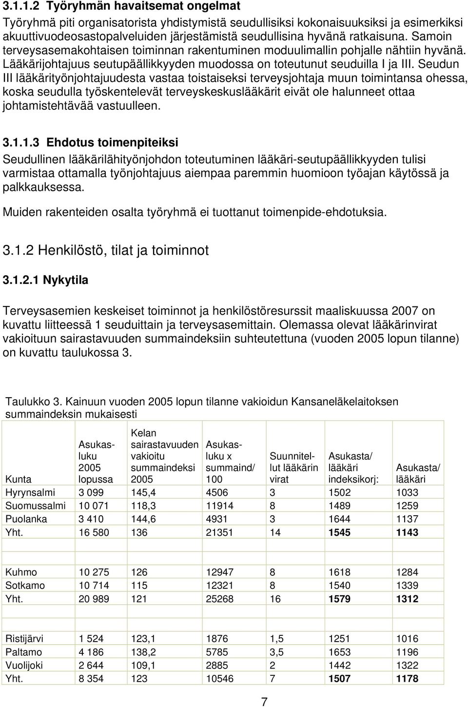 Seudun III lääkärityönjohtajuudesta vastaa toistaiseksi terveysjohtaja muun toimintansa ohessa, koska seudulla työskentelevät terveyskeskuslääkärit eivät ole halunneet ottaa johtamistehtävää