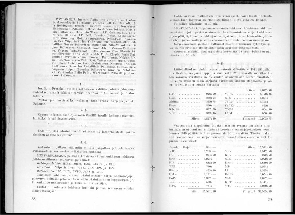 Kronohagens Idrol lsj'örening, MOlionskamraterna, Pallo-Poiat, Tapanilan Erä. Viipurin Sudet, YhcJistvneitten VilIalehtaillen Palloiliiat. Turun Pnlloseura. Kokkolan Pallo-Veikot.