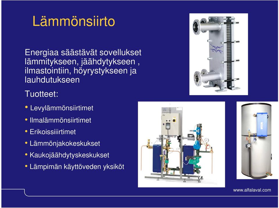 Tuotteet: Levylämmönsiirtimet Ilmalämmönsiirtimet