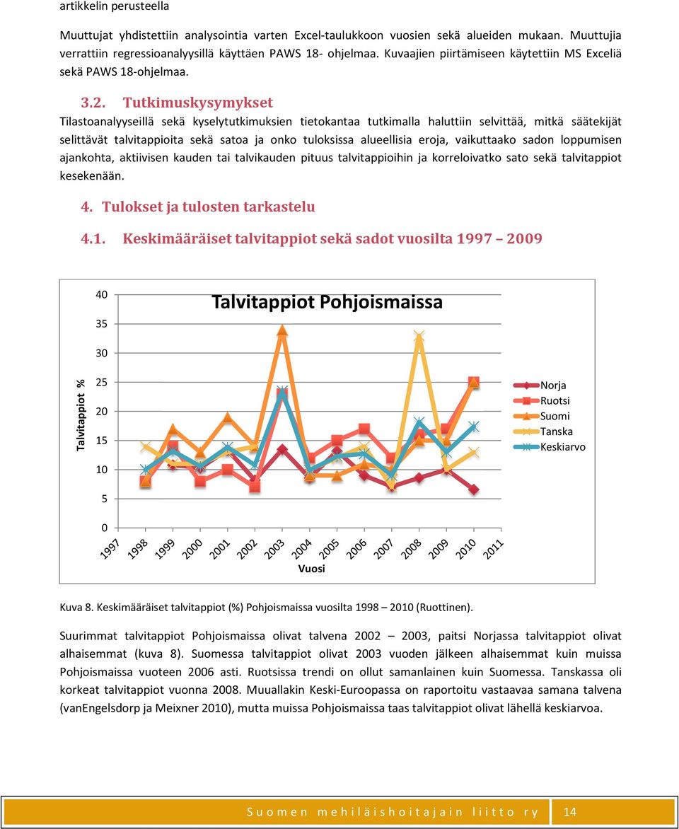 Tutkimuskysymykset Tilastoanalyyseillä sekä kyselytutkimuksien tietokantaa tutkimalla haluttiin selvittää, mitkä säätekijät selittävät talvitappioita sekä satoa ja onko tuloksissa alueellisia eroja,