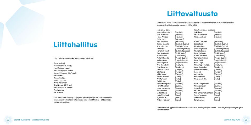 Pertti Alaja, pj Markku Lehtola, varapj Harri Talonen varapj Arto Havo (22.11. alkaen) Jarmo Kivikunnas (22.11. asti) Kari Koskela Tapani Kurkela Marja Lipponen Aimo Moisander Stig Nygård (22.11. asti) Kari Taira (22.