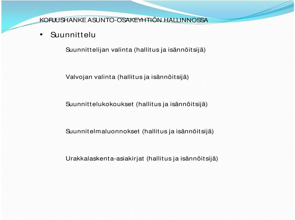 isännöitsijä) Suunnittelukokoukset (hallitus ja isännöitsijä)