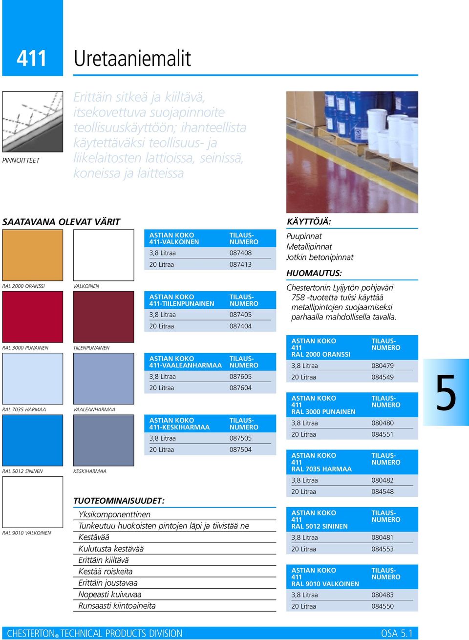 betonipinnat HUOMAUTUS: Chestertonin Lyijytön pohjaväri 78 -tuotetta tulisi käyttää metallipintojen suojaamiseksi parhaalla mahdollisella tavalla.
