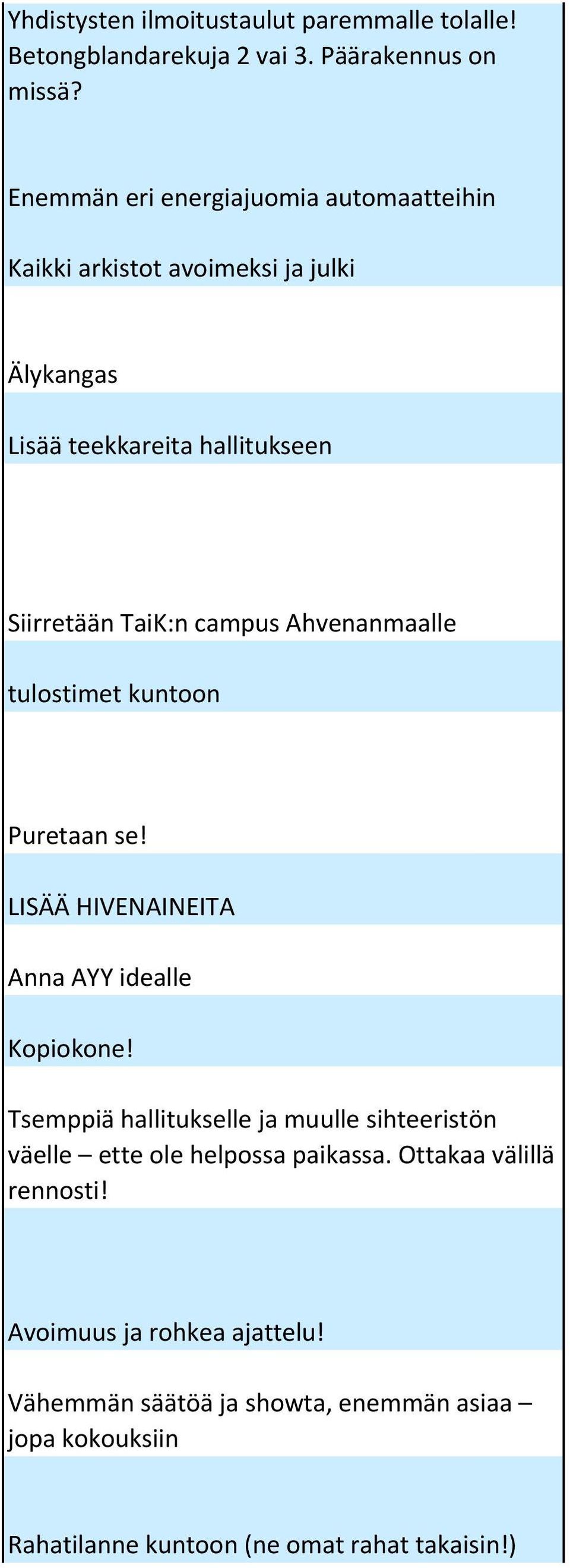 Ahvenanmaalle tulostimet kuntoon Puretaan se! LISÄÄ HIVENAINEITA Anna AYY idealle Kopiokone!