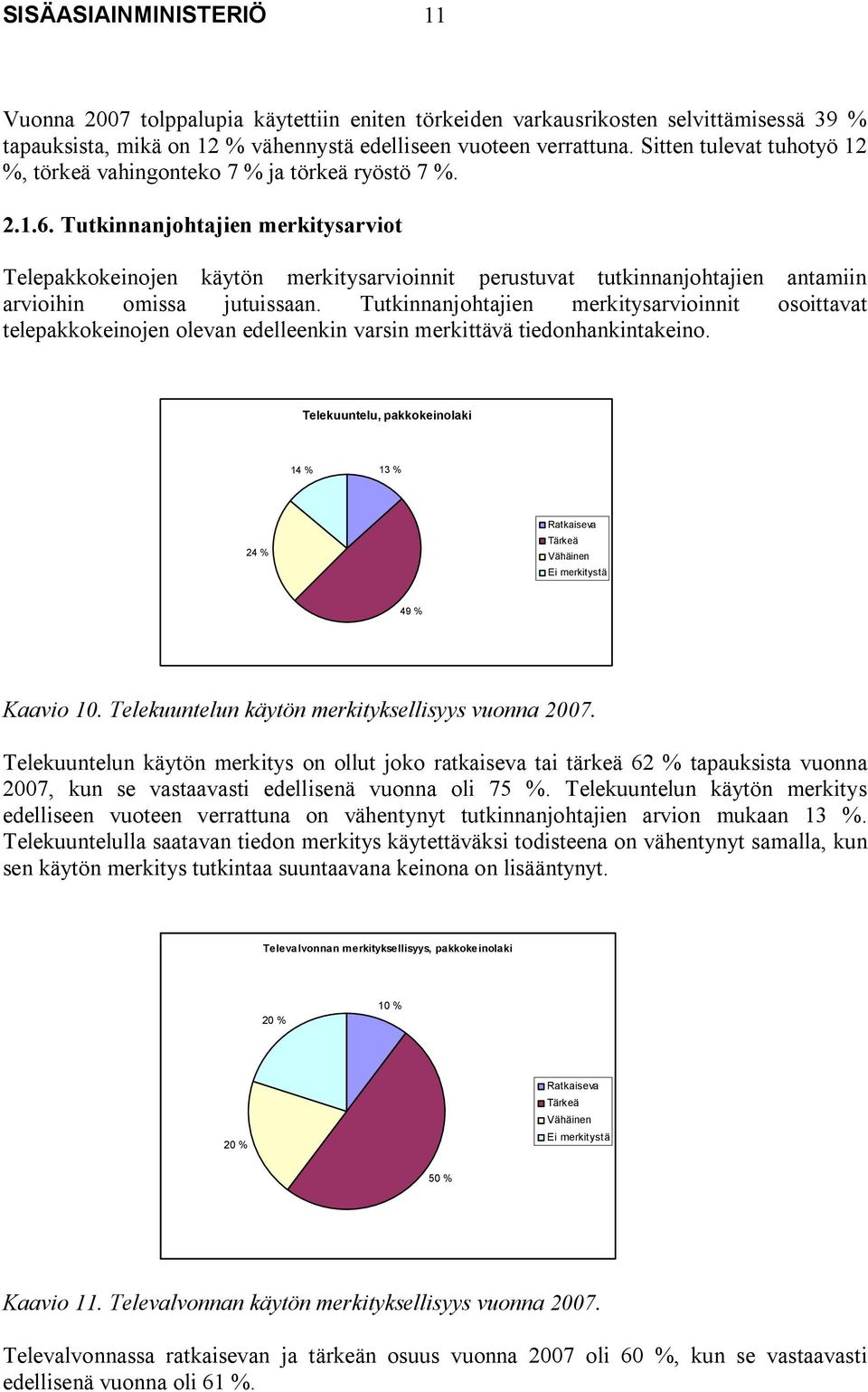 Tutkinnanjohtajien merkitysarviot Telepakkokeinojen käytön merkitysarvioinnit perustuvat tutkinnanjohtajien antamiin arvioihin omissa jutuissaan.