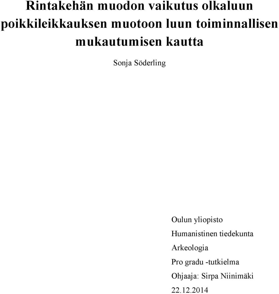 Söderling Oulun yliopisto Humanistinen tiedekunta