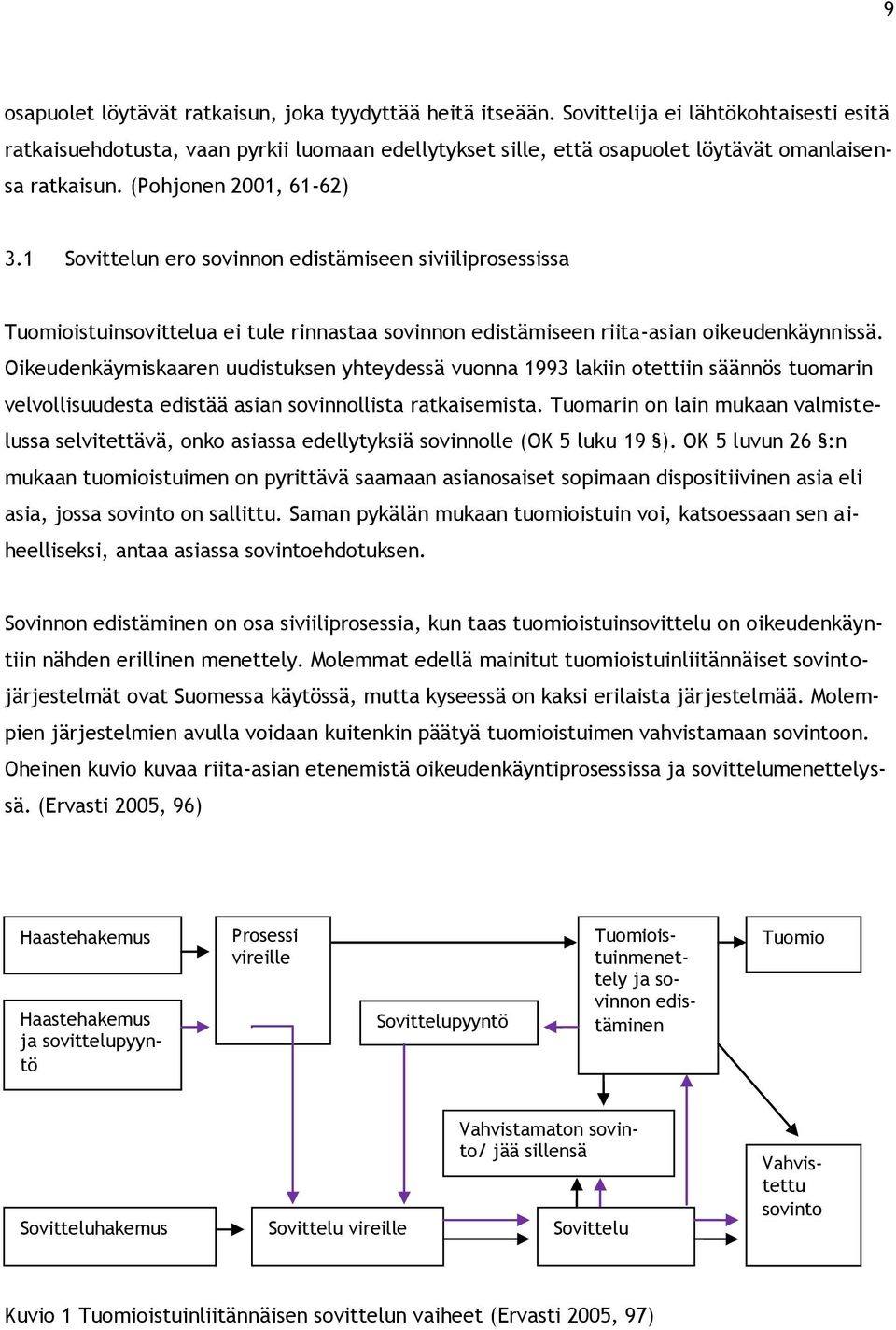 1 Sovittelun ero sovinnon edistämiseen siviiliprosessissa Tuomioistuinsovittelua ei tule rinnastaa sovinnon edistämiseen riita-asian oikeudenkäynnissä.