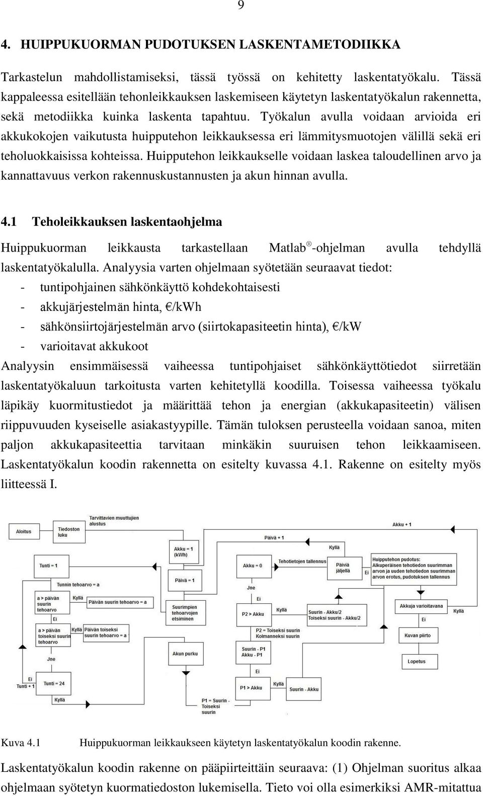 Työkalun avulla voidaan arvioida eri akkukokojen vaikutusta huipputehon leikkauksessa eri lämmitysmuotojen välillä sekä eri teholuokkaisissa kohteissa.