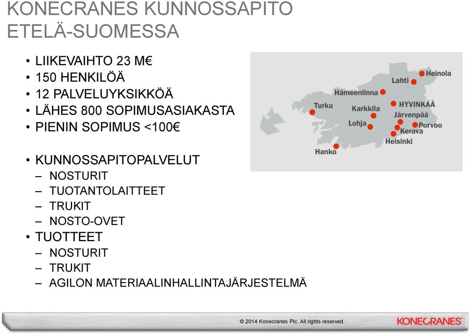 SOPIMUS <100 KUNNOSSAPITOPALVELUT NOSTURIT TUOTANTOLAITTEET