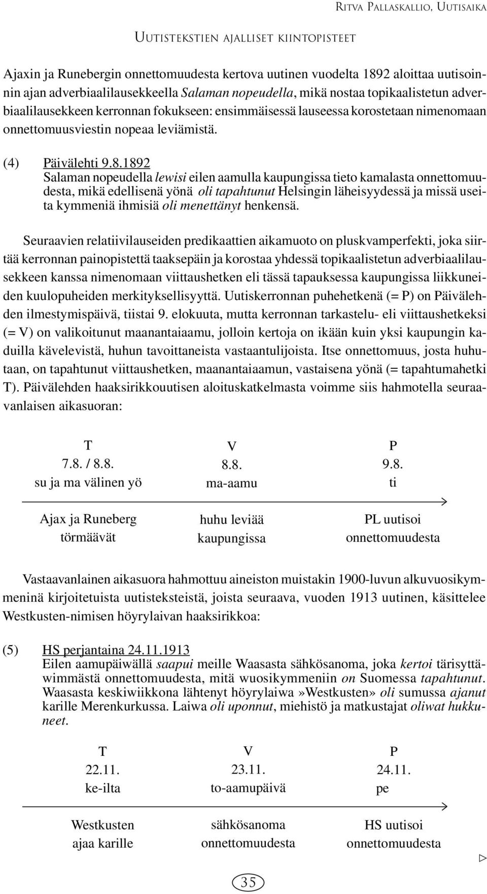 1892 Salaman nopeudella lewisi eilen aamulla kaupungissa tieto kamalasta onnettomuudesta, mikä edellisenä yönä oli tapahtunut Helsingin läheisyydessä ja missä useita kymmeniä ihmisiä oli menettänyt