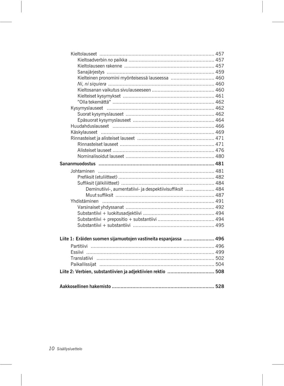 .. 466 Käskylauseet... 469 Rinnasteiset ja alisteiset lauseet... 471 Rinnasteiset lauseet... 471 Alisteiset lauseet... 476 Nominalisoidut lauseet... 480 Sananmuodostus... 481 Johtaminen.