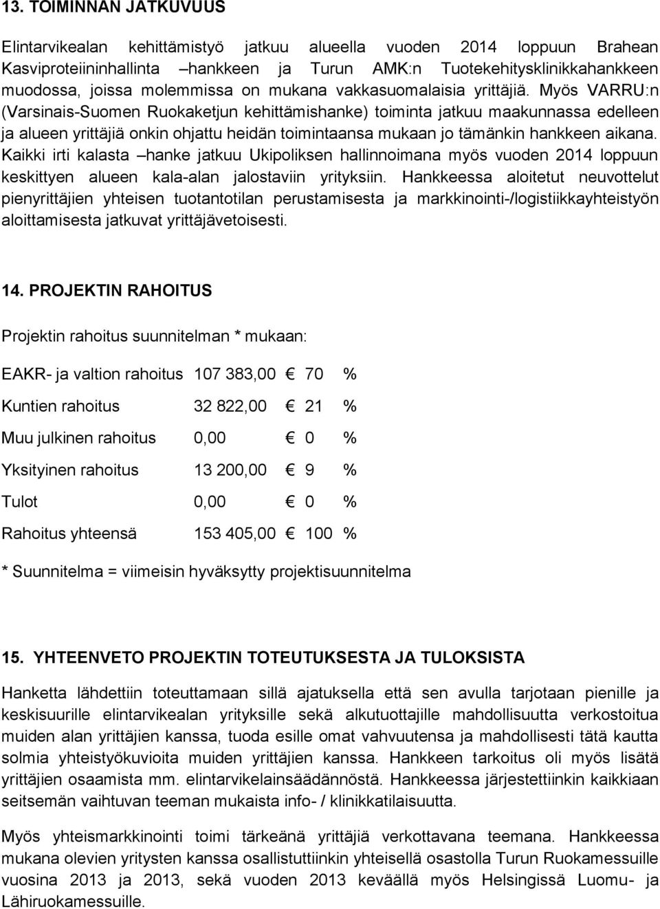 Myös VARRU:n (Varsinais-Suomen Ruokaketjun kehittämishanke) toiminta jatkuu maakunnassa edelleen ja alueen yrittäjiä onkin ohjattu heidän toimintaansa mukaan jo tämänkin hankkeen aikana.