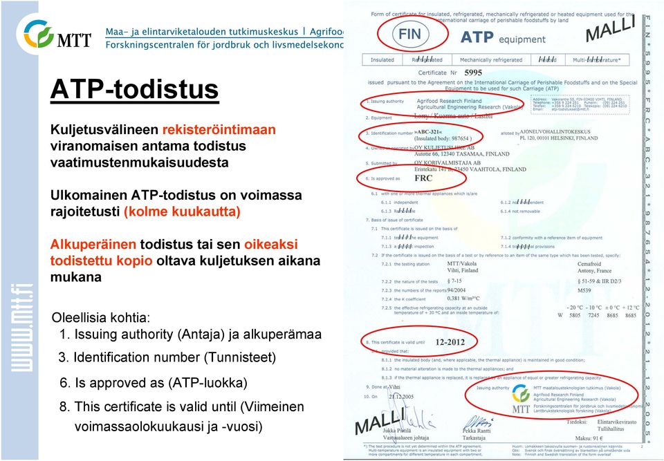 oltava kuljetuksen aikana mukana Oleellisia kohtia: 1. Issuing authority (Antaja) ja alkuperämaa 3.