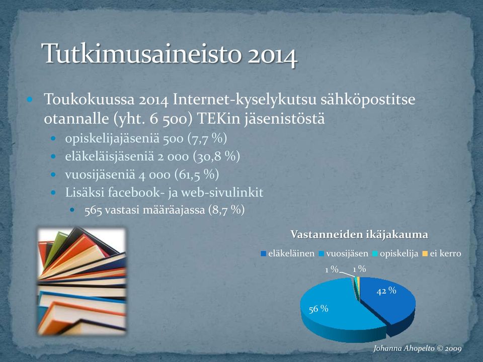 %) vuosijäseniä 4 000 (61,5 %) Lisäksi facebook- ja web-sivulinkit 565 vastasi