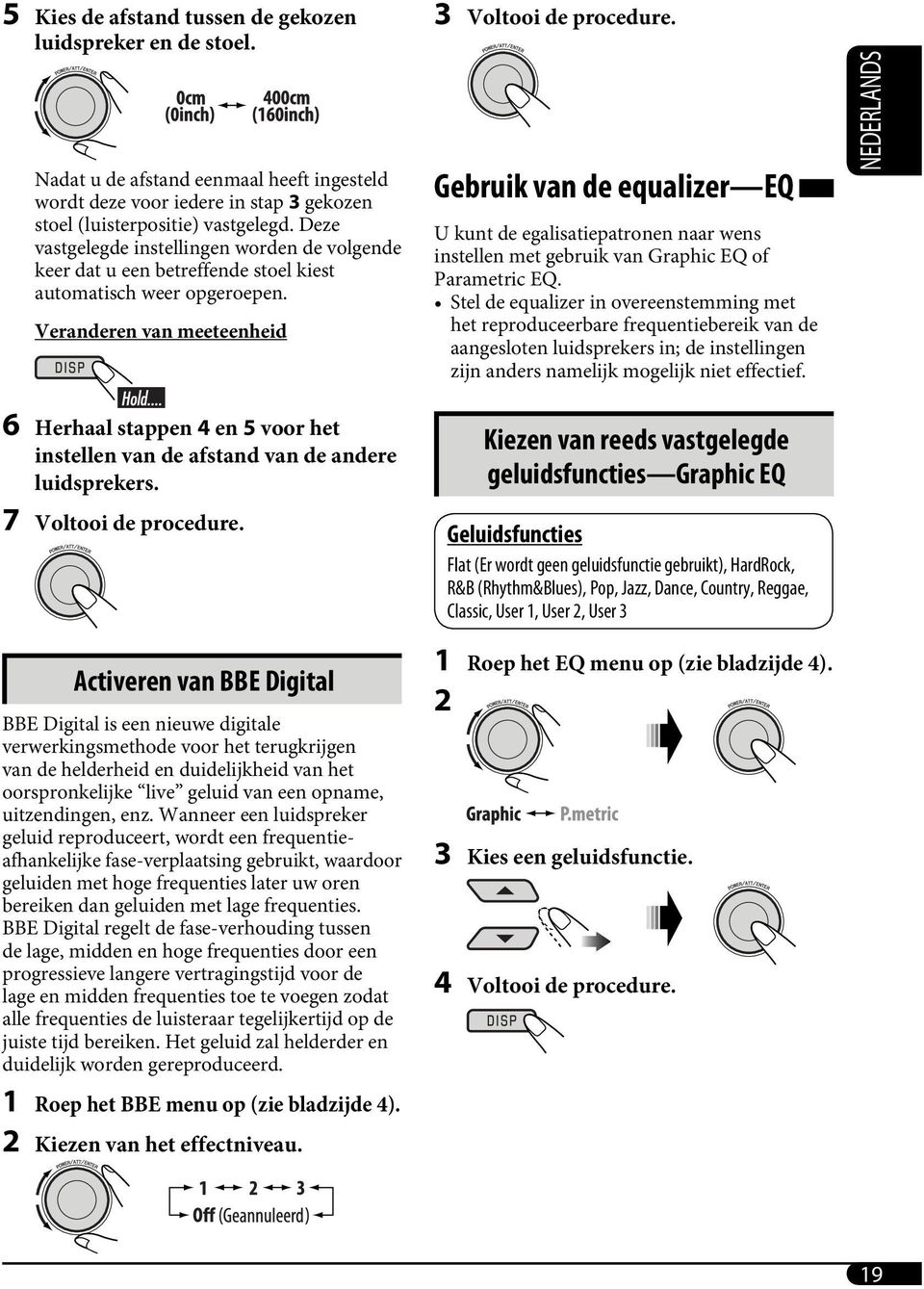 Gebruik van de equalizer EQ U kunt de egalisatiepatronen naar wens instellen met gebruik van Graphic EQ of Parametric EQ.