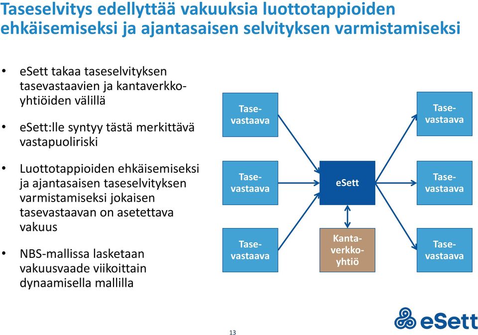 Tasevastaava Luottotappioiden ehkäisemiseksi ja ajantasaisen taseselvityksen varmistamiseksi jokaisen tasevastaavan on asetettava