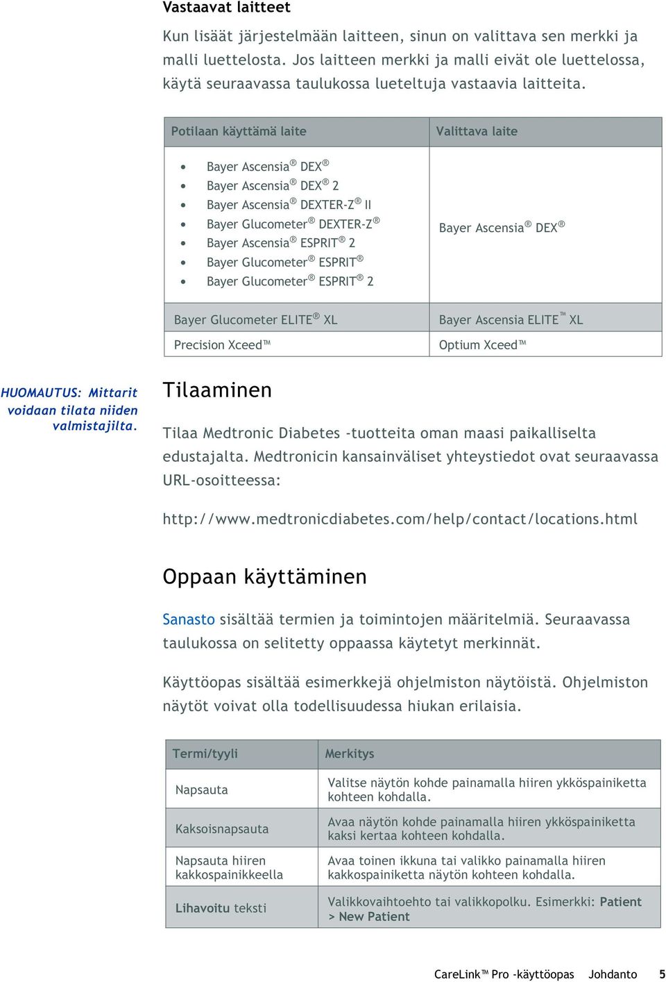 Potilaan käyttämä laite Bayer Ascensia DEX Bayer Ascensia DEX 2 Bayer Ascensia DEXTER-Z II Bayer Glucometer DEXTER-Z Bayer Ascensia ESPRIT 2 Bayer Glucometer ESPRIT Bayer Glucometer ESPRIT 2