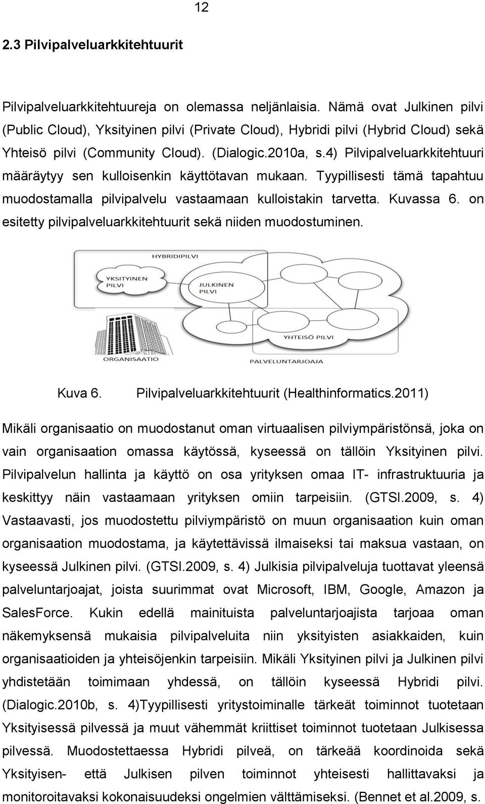 4) Pilvipalveluarkkitehtuuri määräytyy sen kulloisenkin käyttötavan mukaan. Tyypillisesti tämä tapahtuu muodostamalla pilvipalvelu vastaamaan kulloistakin tarvetta. Kuvassa 6.