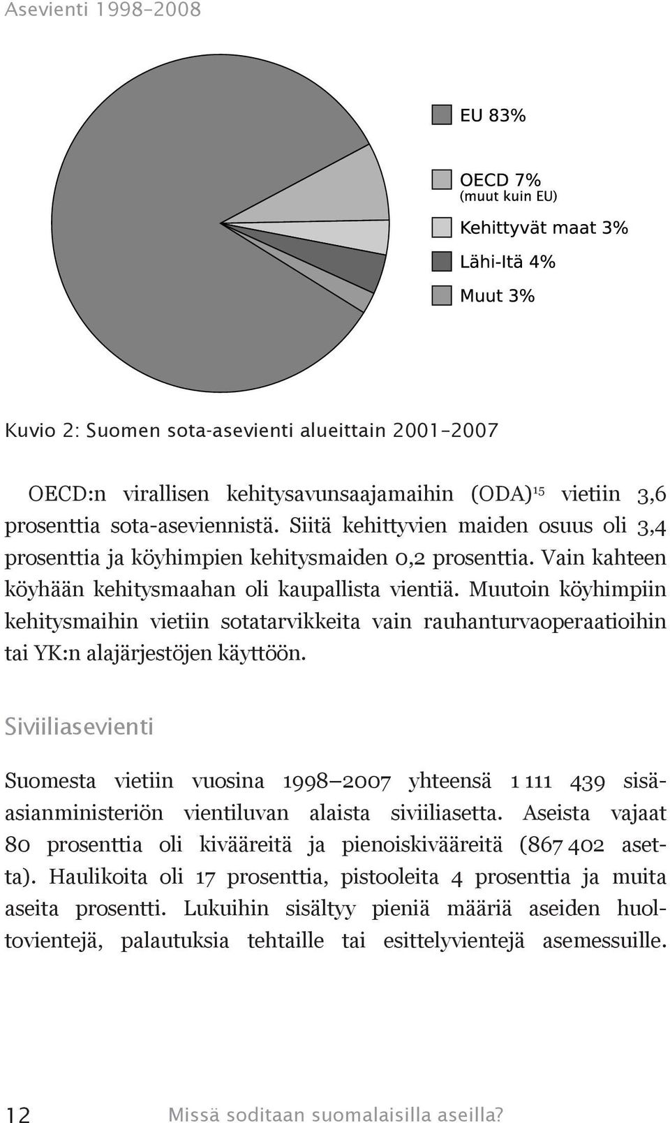 Muutoin köyhimpiin kehitysmaihin vietiin sotatarvikkeita vain rauhanturvaoperaatioihin tai YK:n alajärjestöjen käyttöön.