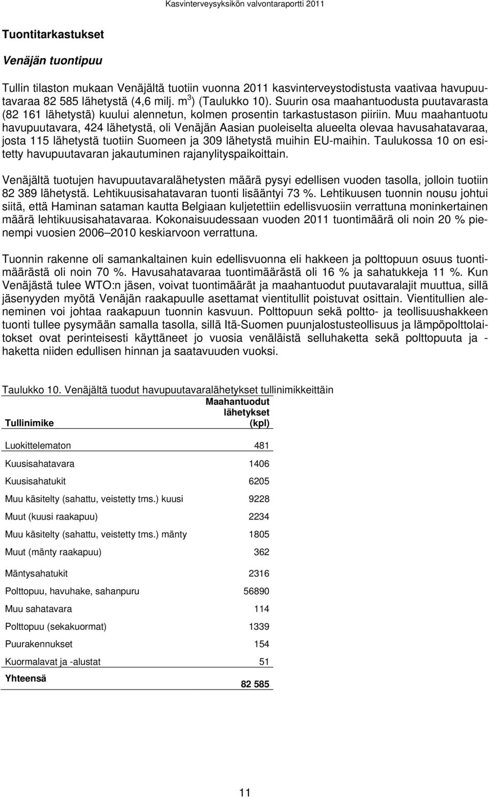 Muu maahantuotu havupuutavara, 424 lähetystä, oli Venäjän Aasian puoleiselta alueelta olevaa havusahatavaraa, josta 115 lähetystä tuotiin Suomeen ja 309 lähetystä muihin EU-maihin.