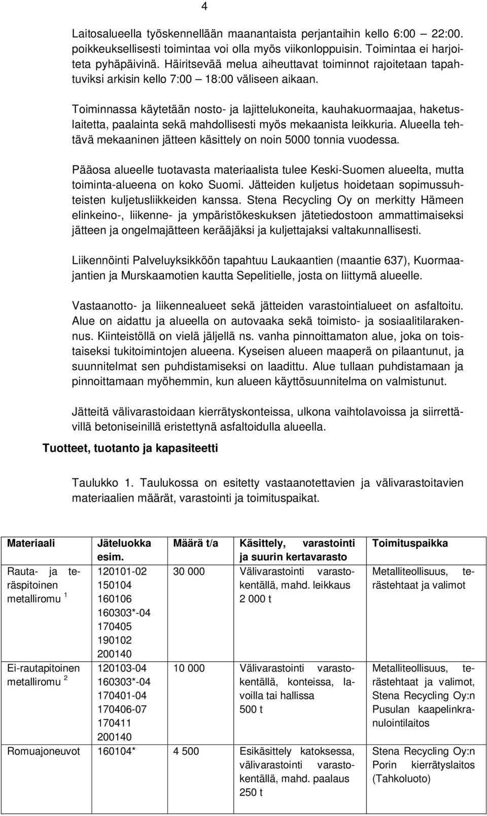 Toiminnassa käytetään nosto- ja lajittelukoneita, kauhakuormaajaa, haketuslaitetta, paalainta sekä mahdollisesti myös mekaanista leikkuria.