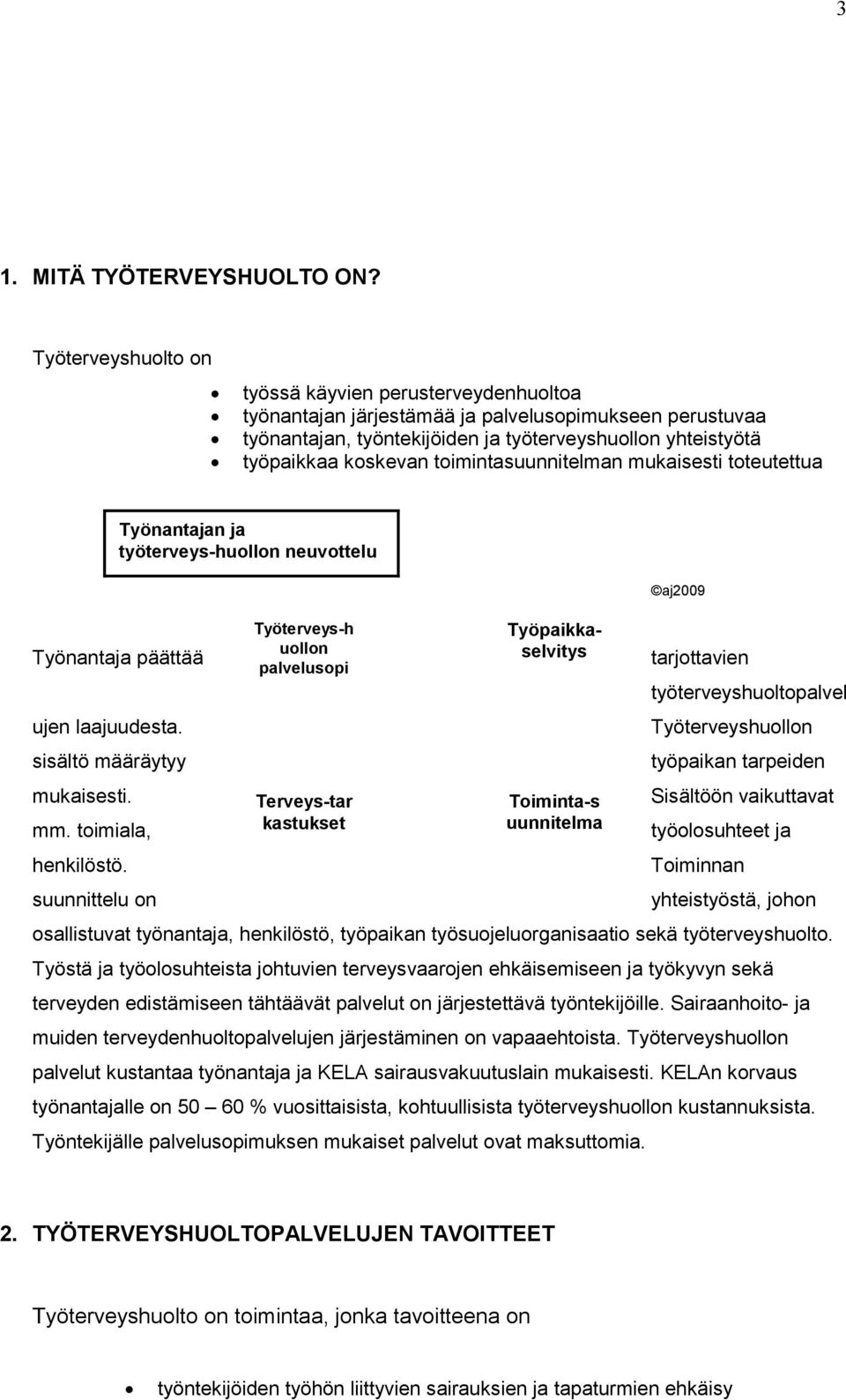 toimintasuunnitelman mukaisesti toteutettua Työnantajan ja työterveys-huollon neuvottelu Työnantaja päättää ujen laajuudesta. sisältö määräytyy mukaisesti. mm. toimiala, henkilöstö.