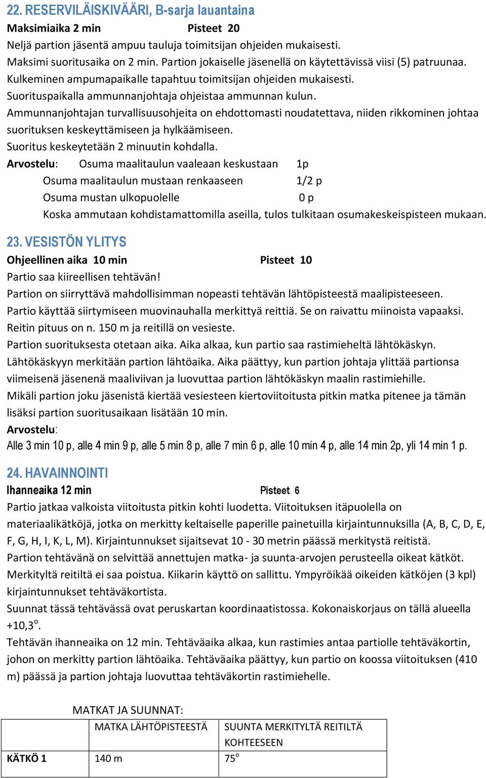 Ammunnanjohtajan turvallisuusohjeita on ehdottomasti noudatettava, niiden rikkominen johtaa suorituksen keskeyttämiseen ja hylkäämiseen. Suoritus keskeytetään 2 minuutin kohdalla.