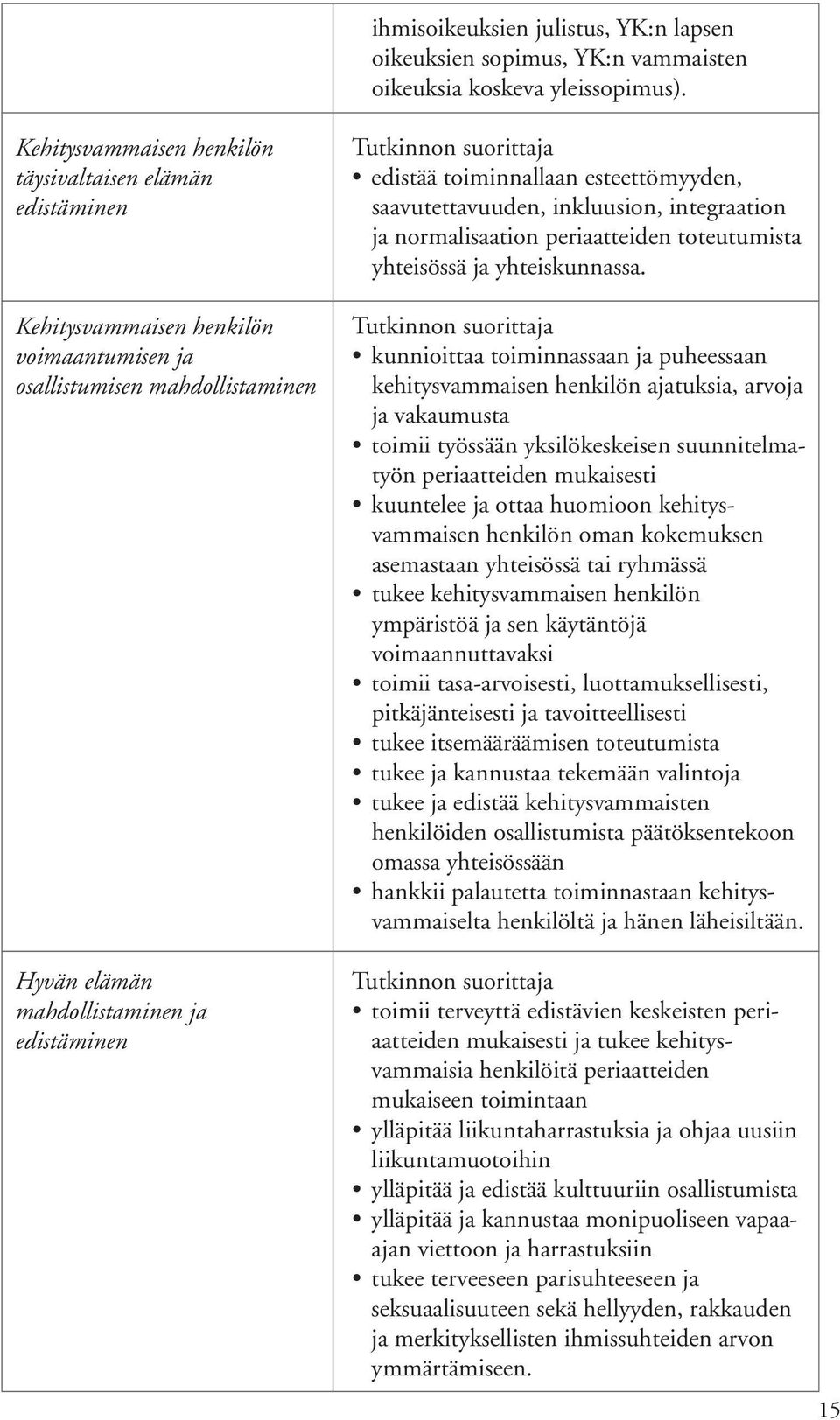 toiminnallaan esteettömyyden, saavutettavuuden, inkluusion, integraation ja normalisaation periaatteiden toteutumista yhteisössä ja yhteiskunnassa.