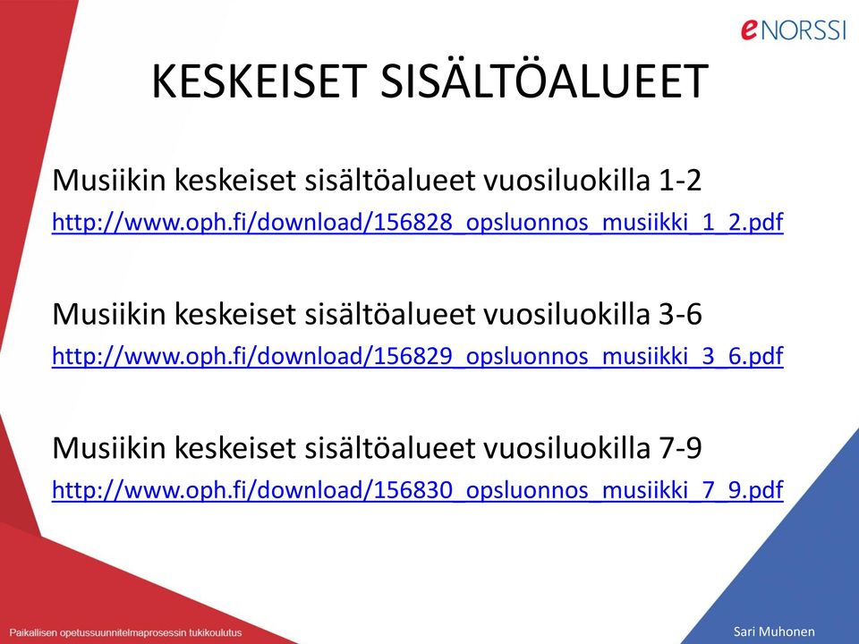 pdf Musiikin keskeiset sisältöalueet vuosiluokilla 3-6 http://www.oph.
