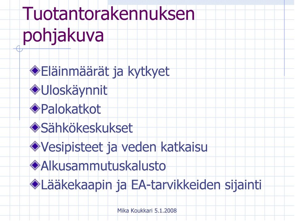 Sähkökeskukset Vesipisteet ja veden katkaisu