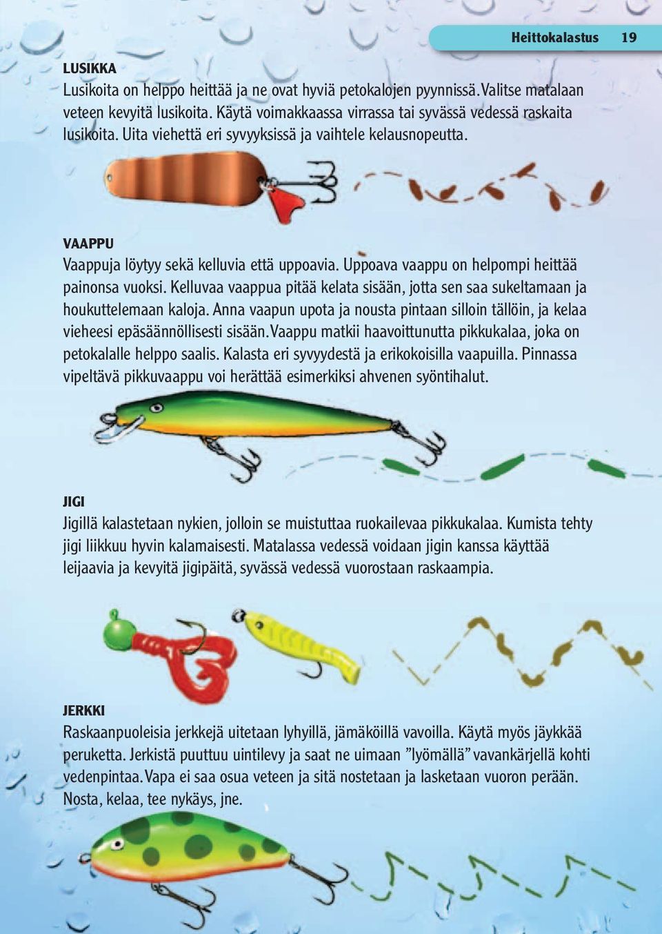 Uppoava vaappu on helpompi heittää painonsa vuoksi. Kelluvaa vaappua pitää kelata sisään, jotta sen saa sukeltamaan ja houkuttelemaan kaloja.