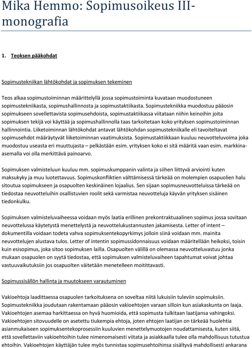 sopimustaktiikasta.