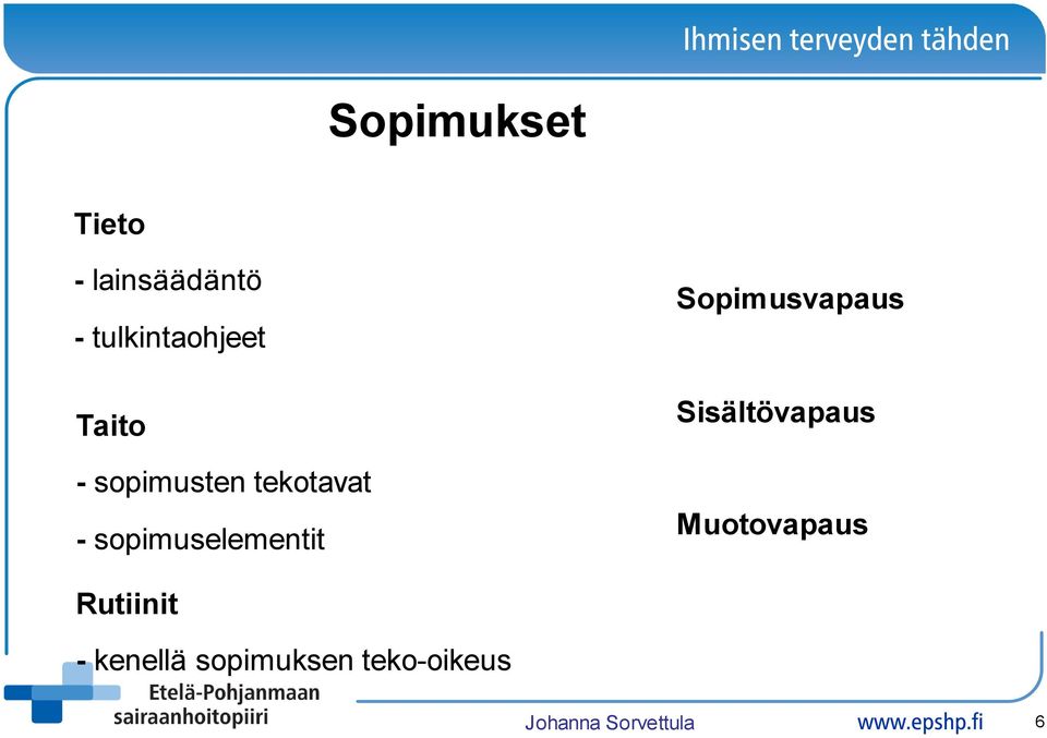 Sopimusvapaus Sisältövapaus Muotovapaus Rutiinit