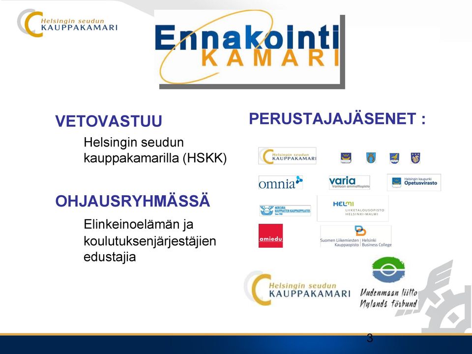 PERUSTAJAJÄSENET : OHJAUSRYHMÄSSÄ