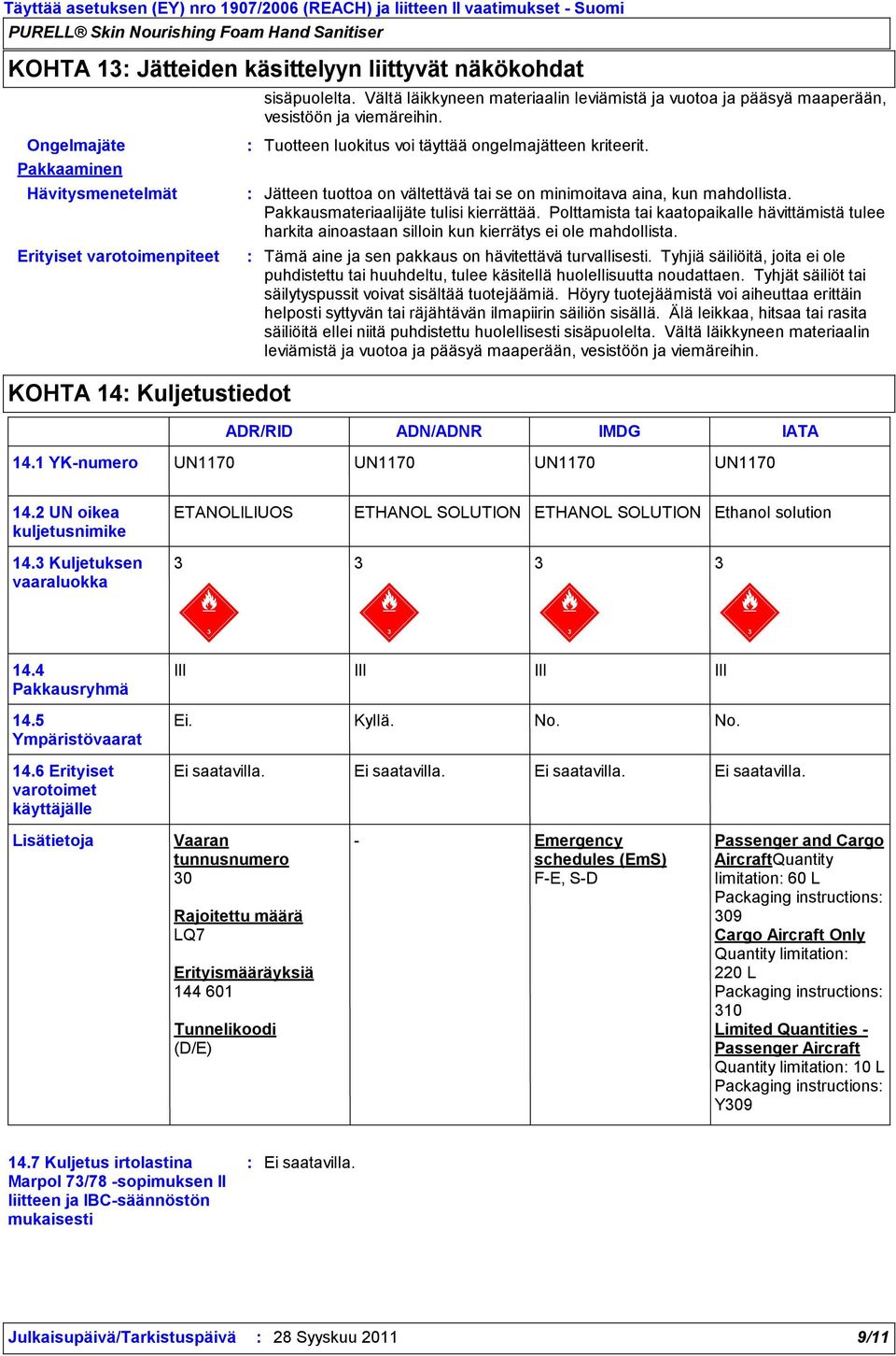 Pakkausmateriaalijäte tulisi kierrättää. Polttamista tai kaatopaikalle hävittämistä tulee harkita ainoastaan silloin kun kierrätys ei ole mahdollista.