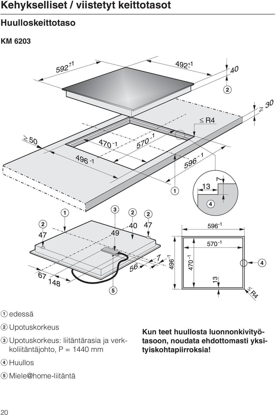 1440 mm d Huullos e Miele home-liitäntä Kun teet huullosta