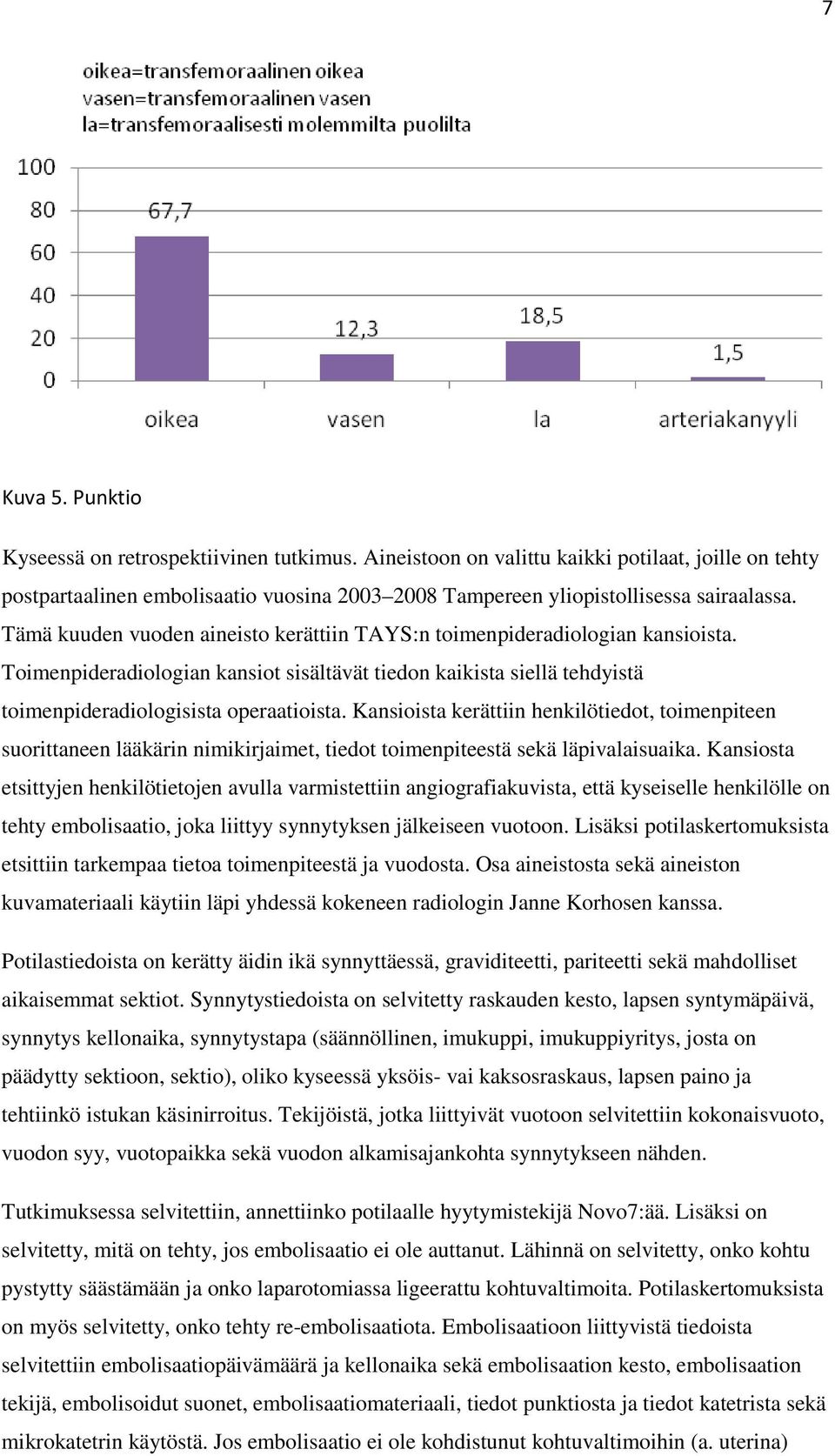 Kansioista kerättiin henkilötiedot, toimenpiteen suorittaneen lääkärin nimikirjaimet, tiedot toimenpiteestä sekä läpivalaisuaika.