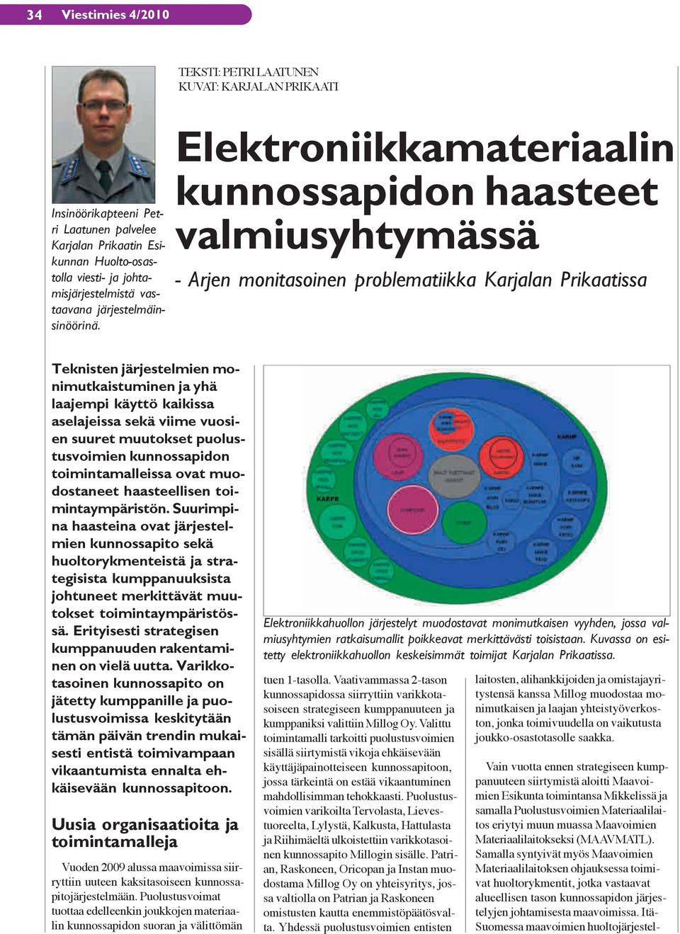 Elektroniikkamateriaalin kunnossapidon haasteet valmiusyhtymässä - Arjen monitasoinen problematiikka Karjalan Prikaatissa Teknisten järjestelmien monimutkaistuminen ja yhä laajempi käyttö kaikissa