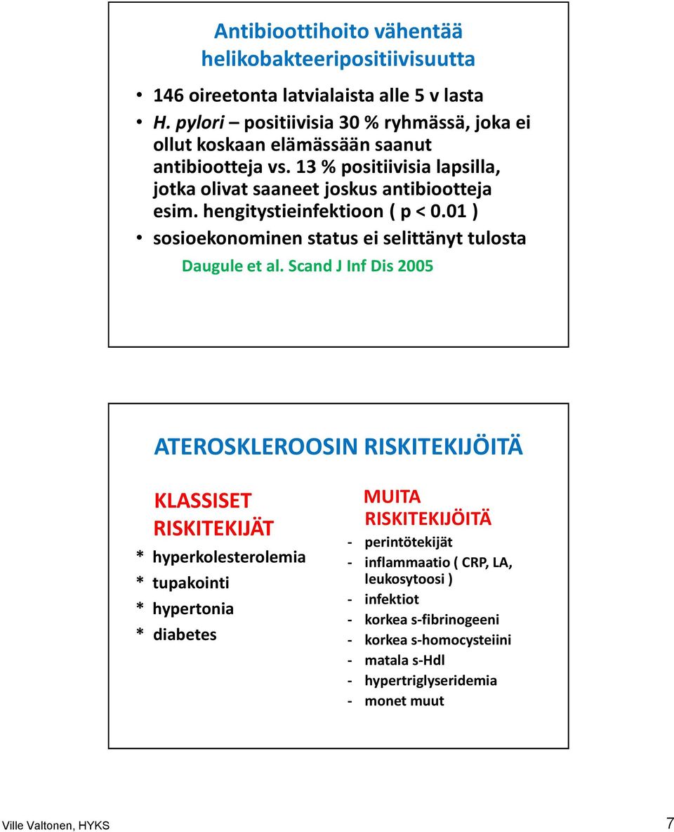 hengitystieinfektioon ( p < 0.01 ) sosioekonominen status ei selittänyt tulosta Daugule et al.