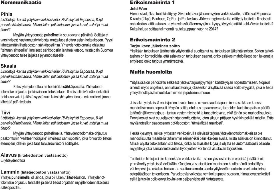 Yhteydenottolomake ohjautuu tehtaan sihteerille ilmeisesti sähköpostiin ja tämä katsoo, mistä päin Suomea yhteydenotto tulee ja jakaa pyynnöt alueelle.