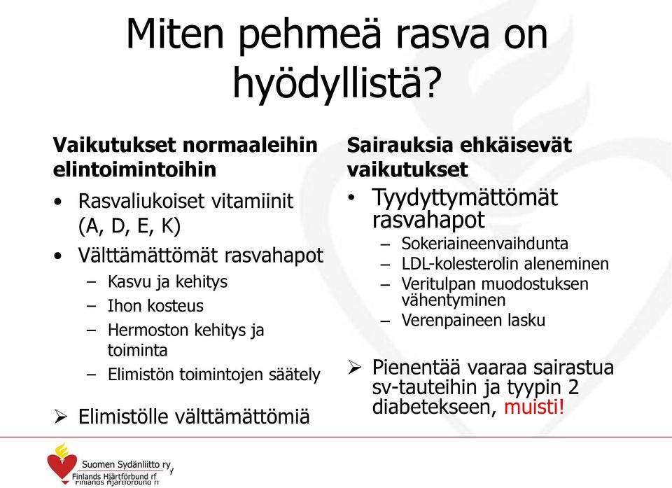 Ihon kosteus Hermoston kehitys ja toiminta Elimistön toimintojen säätely Elimistölle välttämättömiä Sairauksia ehkäisevät