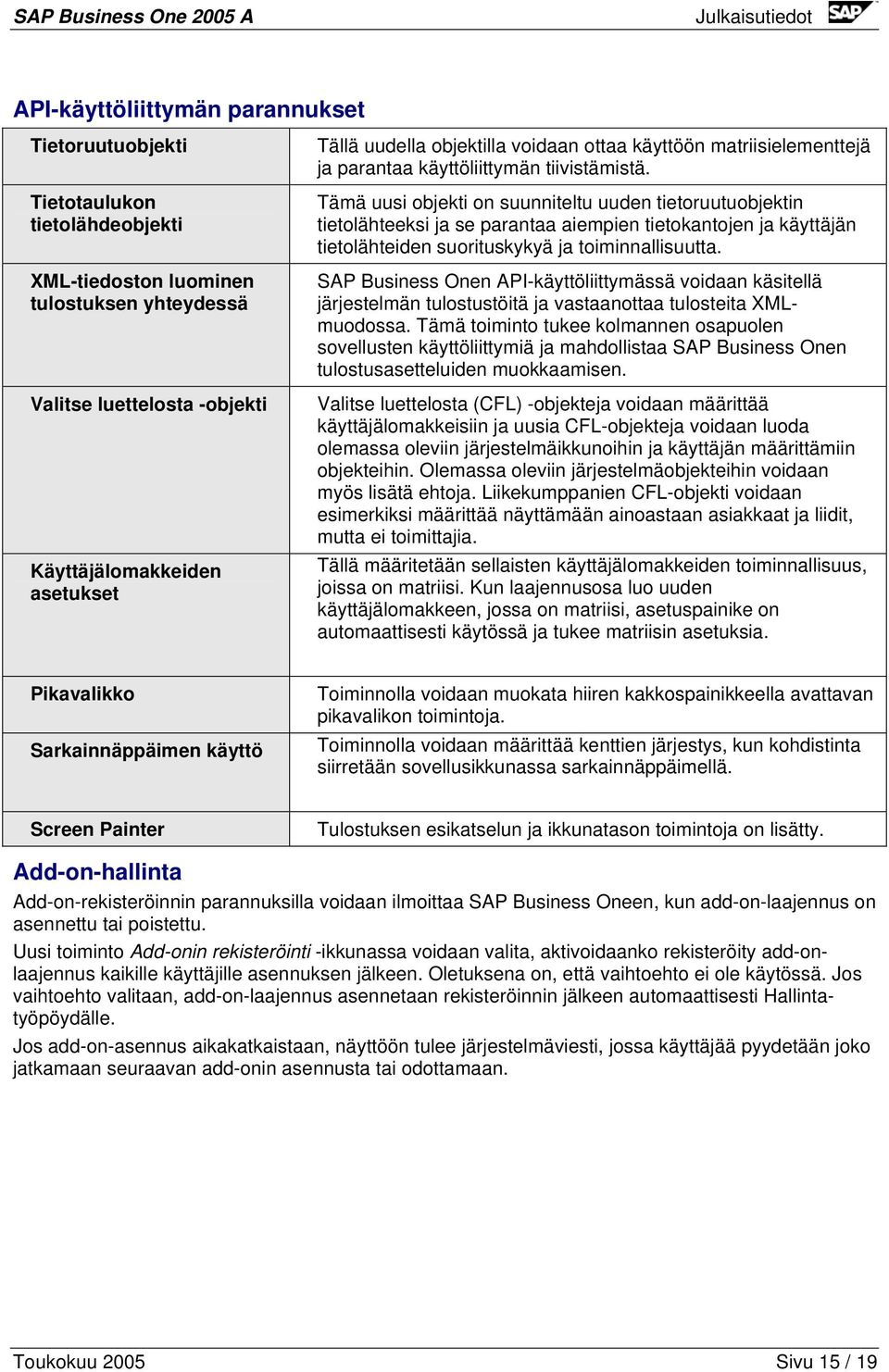 Tämä uusi objekti on suunniteltu uuden tietoruutuobjektin tietolähteeksi ja se parantaa aiempien tietokantojen ja käyttäjän tietolähteiden suorituskykyä ja toiminnallisuutta.