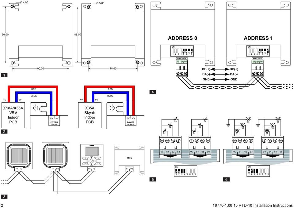 00 DB(+) DA(-) GND DB(+) DA(-) GND RED BLUE RED BLUE 4 +V +V X18A/X35A VRV Indoor PCB +V