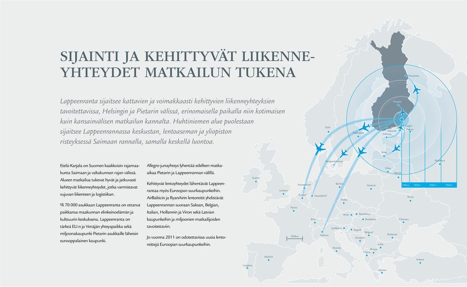 Huhtiniemen alue puolestaan sijaitsee Lappeenrannassa keskustan, lentoaseman ja yliopiston risteyksessä Saimaan rannalla, samalla keskellä luontoa.