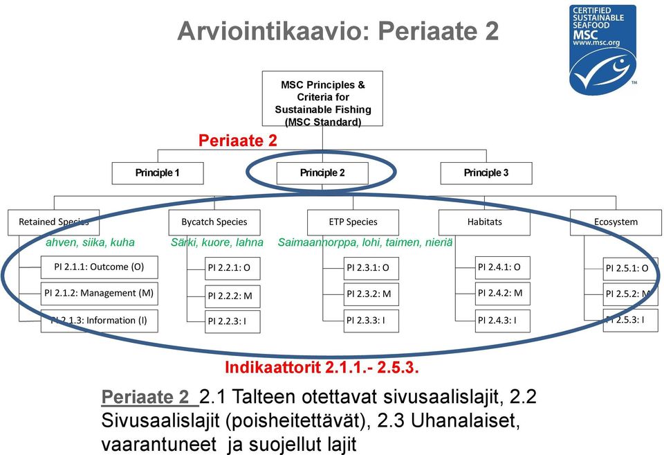 1: O PI 2.5.1: O PI 2.1.2: Management (M) PI 2.2.2: M PI 2.3.2: M PI 2.4.2: M PI 2.5.2: M PI 2.1.3: Information (I) PI 2.2.3: I PI 2.3.3: I PI 2.4.3: I PI 2.5.3: I Indikaattorit 2.