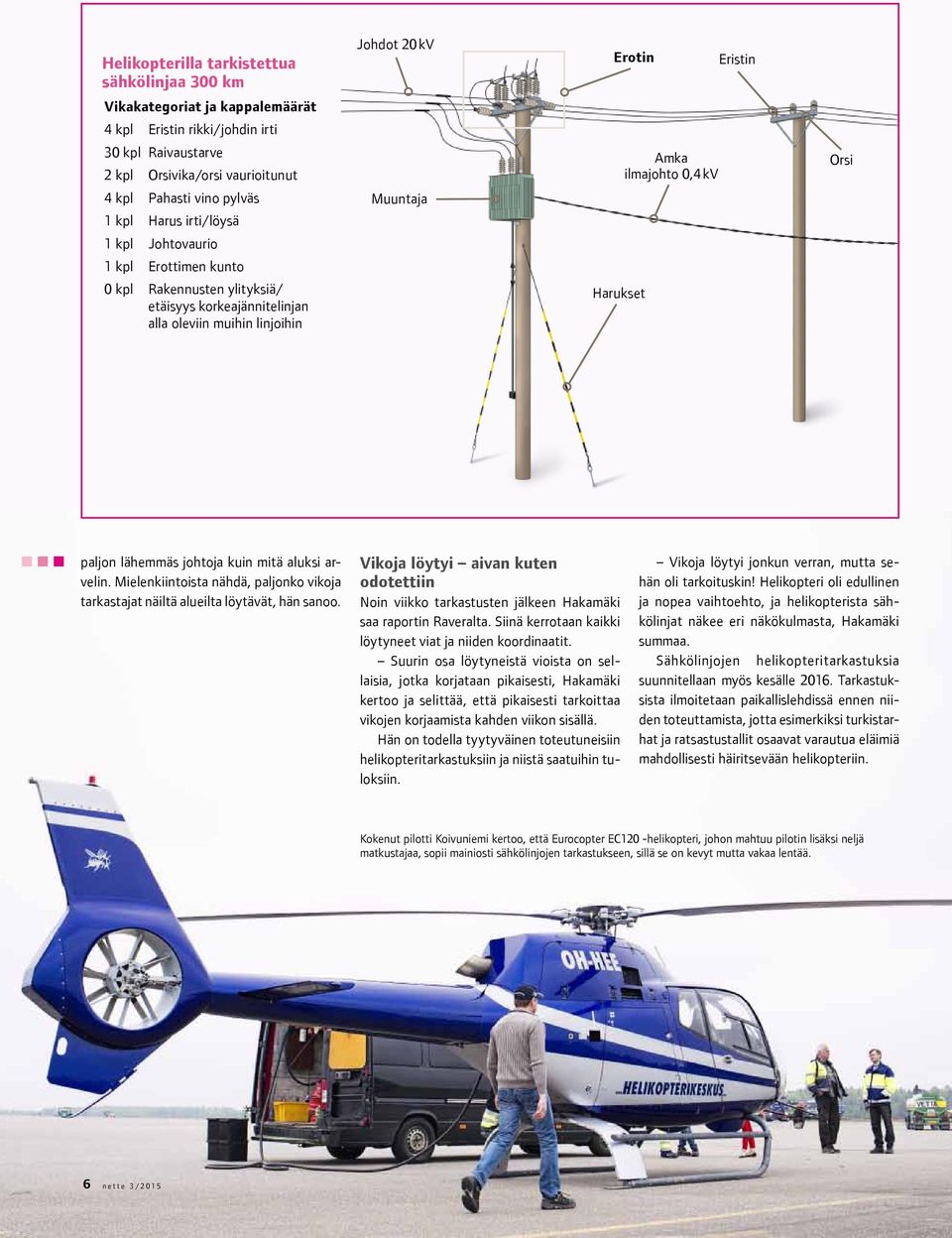 0,4 kv Eristin Orsi paljon lähemmäs johtoja kuin mitä aluksi arvelin. Mielenkiintoista nähdä, paljonko vikoja tarkastajat näiltä alueilta löytävät, hän sanoo.