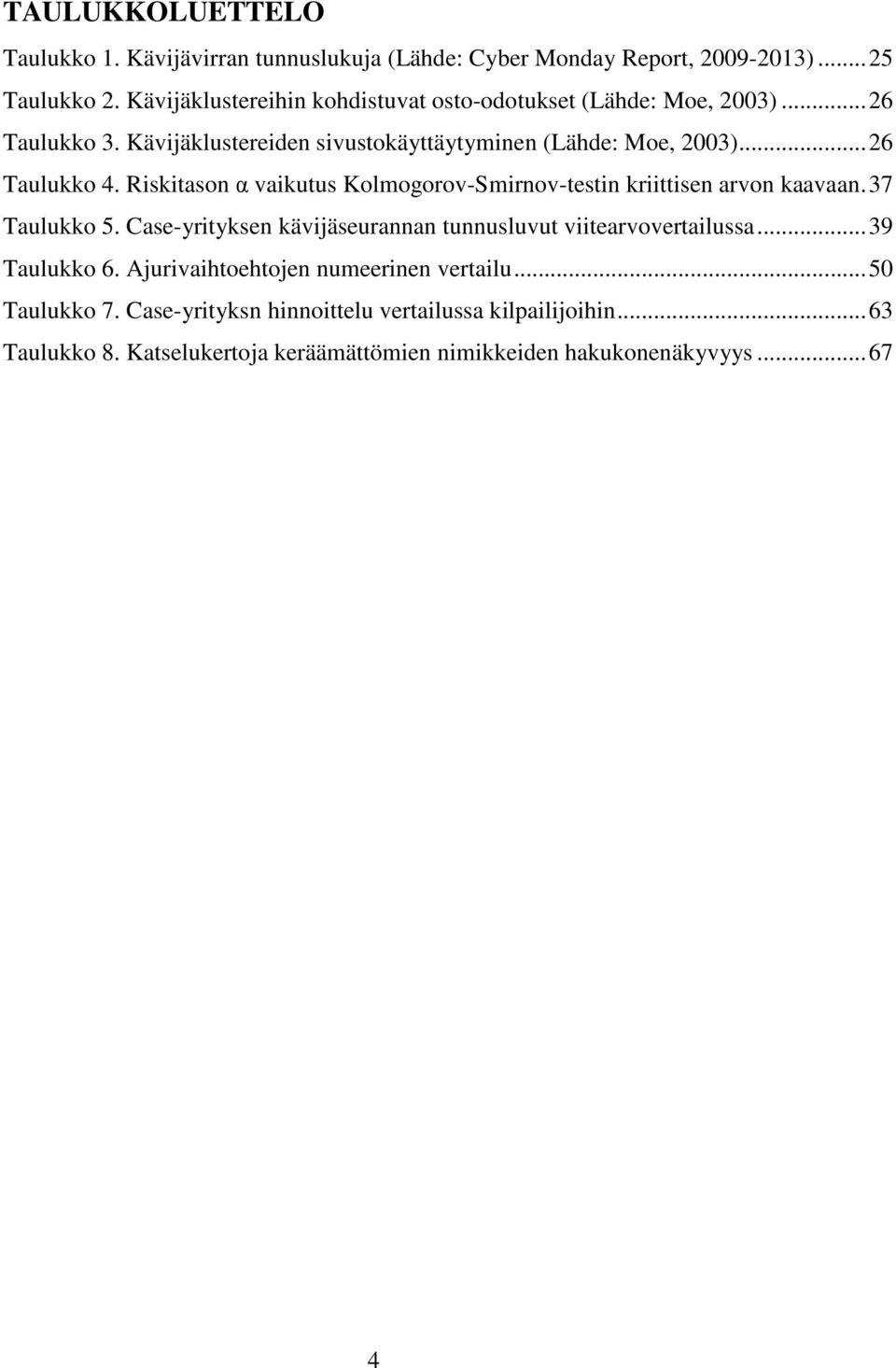 Riskitason α vaikutus Kolmogorov-Smirnov-testin kriittisen arvon kaavaan. 37 Taulukko 5. Case-yrityksen kävijäseurannan tunnusluvut viitearvovertailussa.