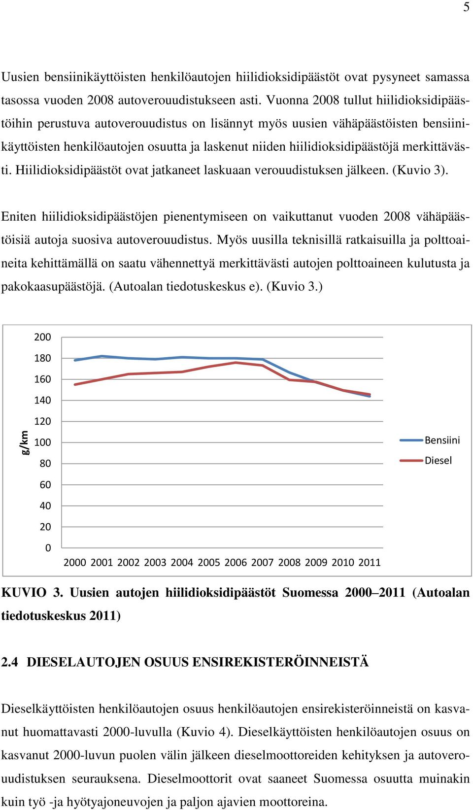 merkittävästi. Hiilidioksidipäästöt ovat jatkaneet laskuaan verouudistuksen jälkeen. (Kuvio 3).