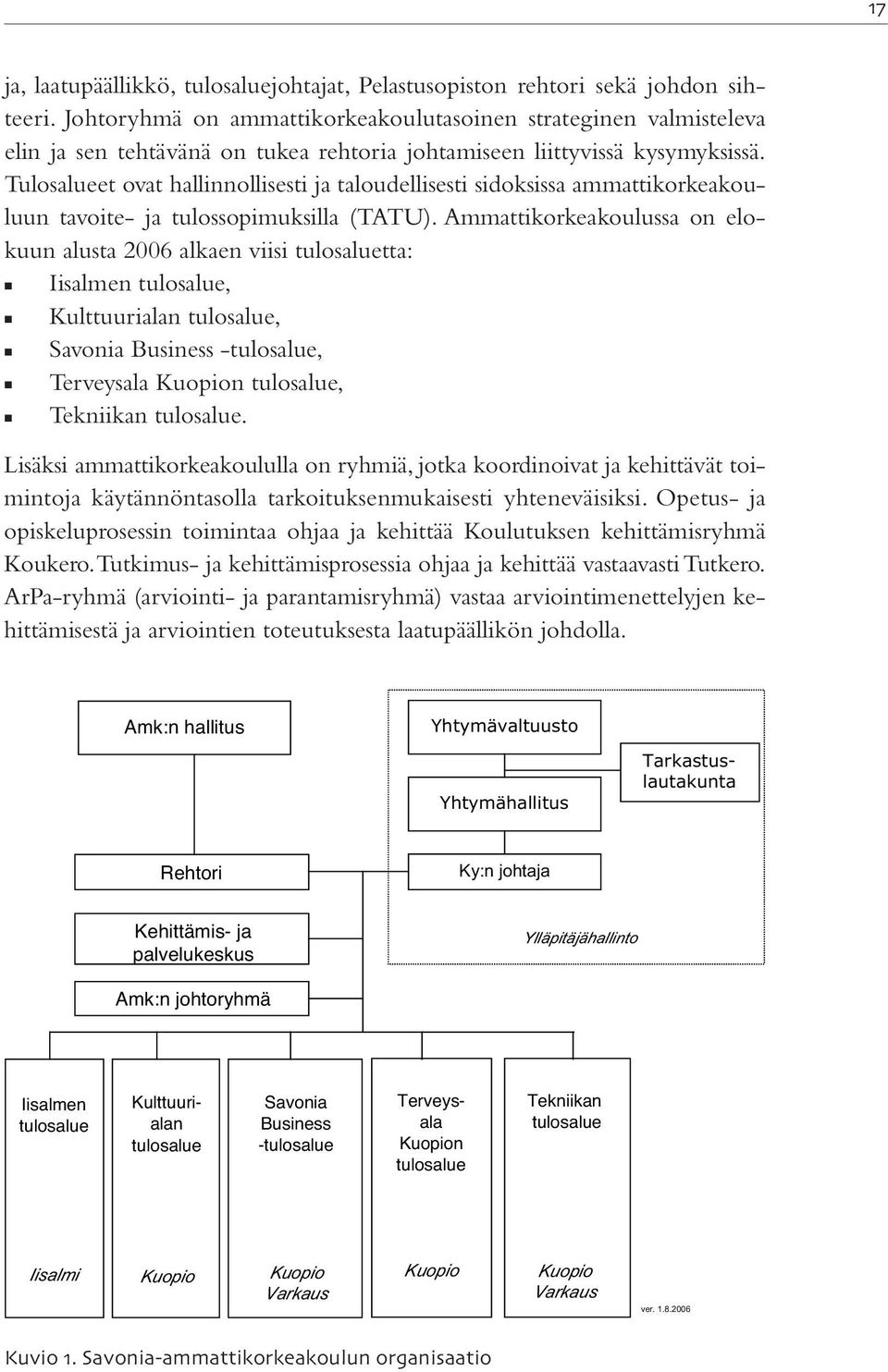 Tulosalueet ovat hallinnollisesti ja taloudellisesti sidoksissa ammattikorkeakouluun tavoite- ja tulossopimuksilla (TATU).