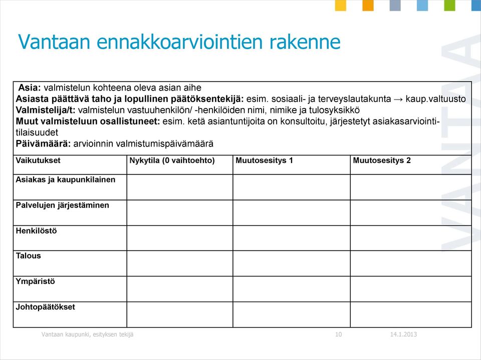 valtuusto Valmistelija/t: valmistelun vastuuhenkilön/ -henkilöiden nimi, nimike ja tulosyksikkö Muut valmisteluun osallistuneet: esim.